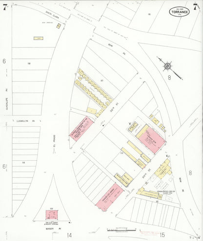 Sanborn Fire Insurance Map from Torrance, Los Angeles County, California (1929), Sheet #0007 - Complete Map Set gallery image, historic Sanborn map, vintage wall art, California California