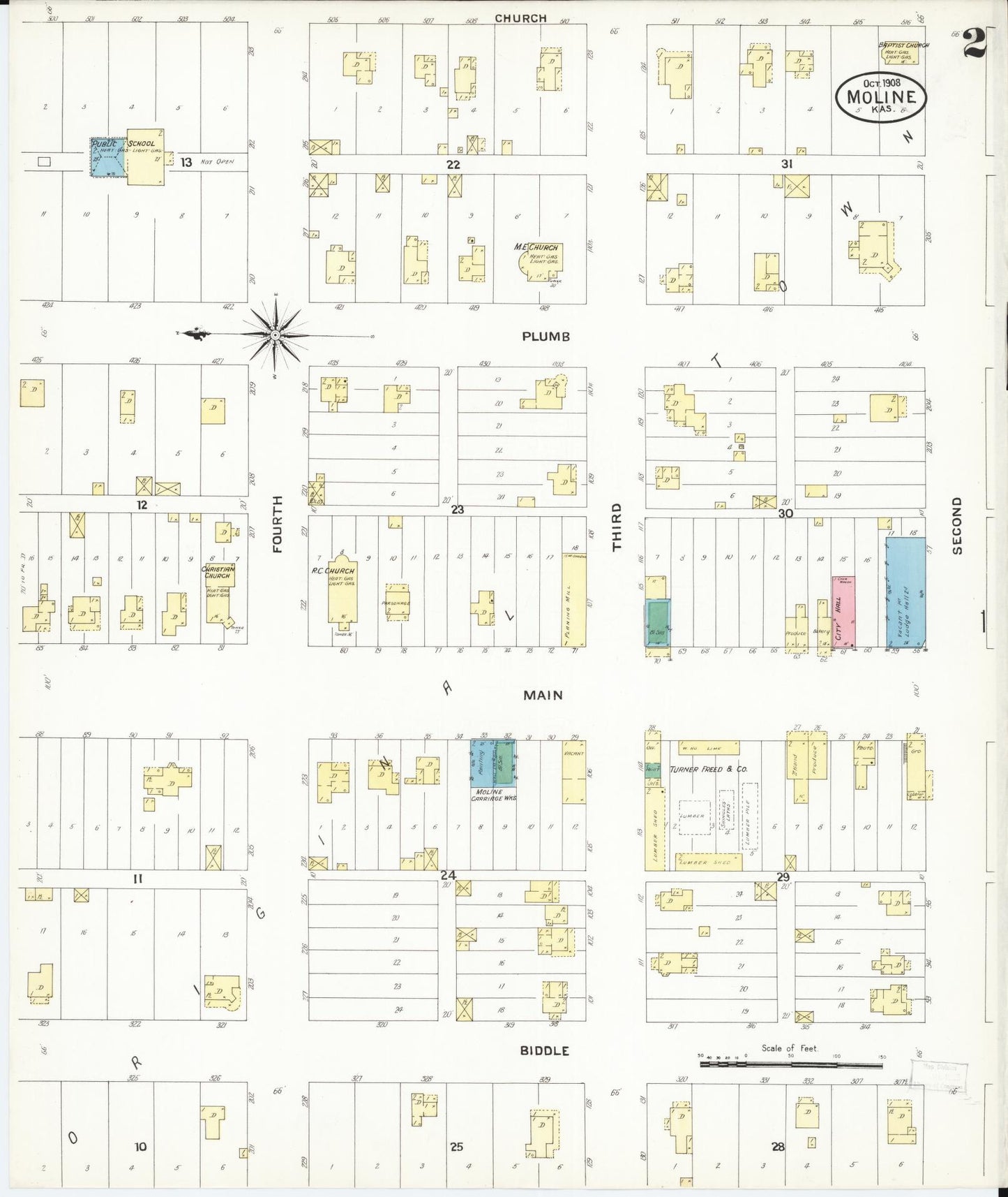 Sanborn Fire Insurance Map from Moline, Elk County, Kansas (1908), Sheet #0002 - Historic Sanborn Fire Insurance Map Print, vintage old map wall art, antique decor, genealogy gift, Kansas Kansas map