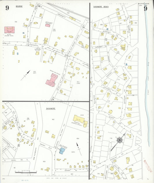 Sanborn Fire Insurance Map from Bourne, Barnstable County, Massachusetts (1941), Sheet #0009 - Historic Sanborn Fire Insurance Map Print, vintage old map wall art, antique decor, genealogy gift, Massachusetts Massachusetts map
