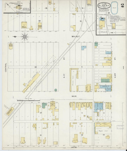 Sanborn Fire Insurance Map from Albany, Shackelford County, Texas (1896), Sheet #0002 - Complete Map Set gallery image, historic Sanborn map, vintage wall art, Texas Texas