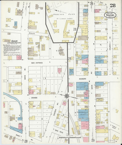 Sanborn Fire Insurance Map from Trinidad, Las Animas County, Colorado (1912), Sheet #0028 - Complete Map Set gallery image, historic Sanborn map, vintage wall art, Colorado Colorado