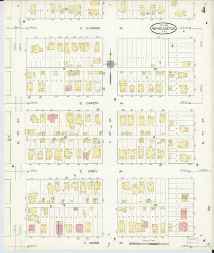 Sanborn Fire Insurance Map from Grand Junction, Mesa County, Colorado (1912), Sheet #0004 - Complete Map Set gallery image, historic Sanborn map, vintage wall art, Colorado Colorado