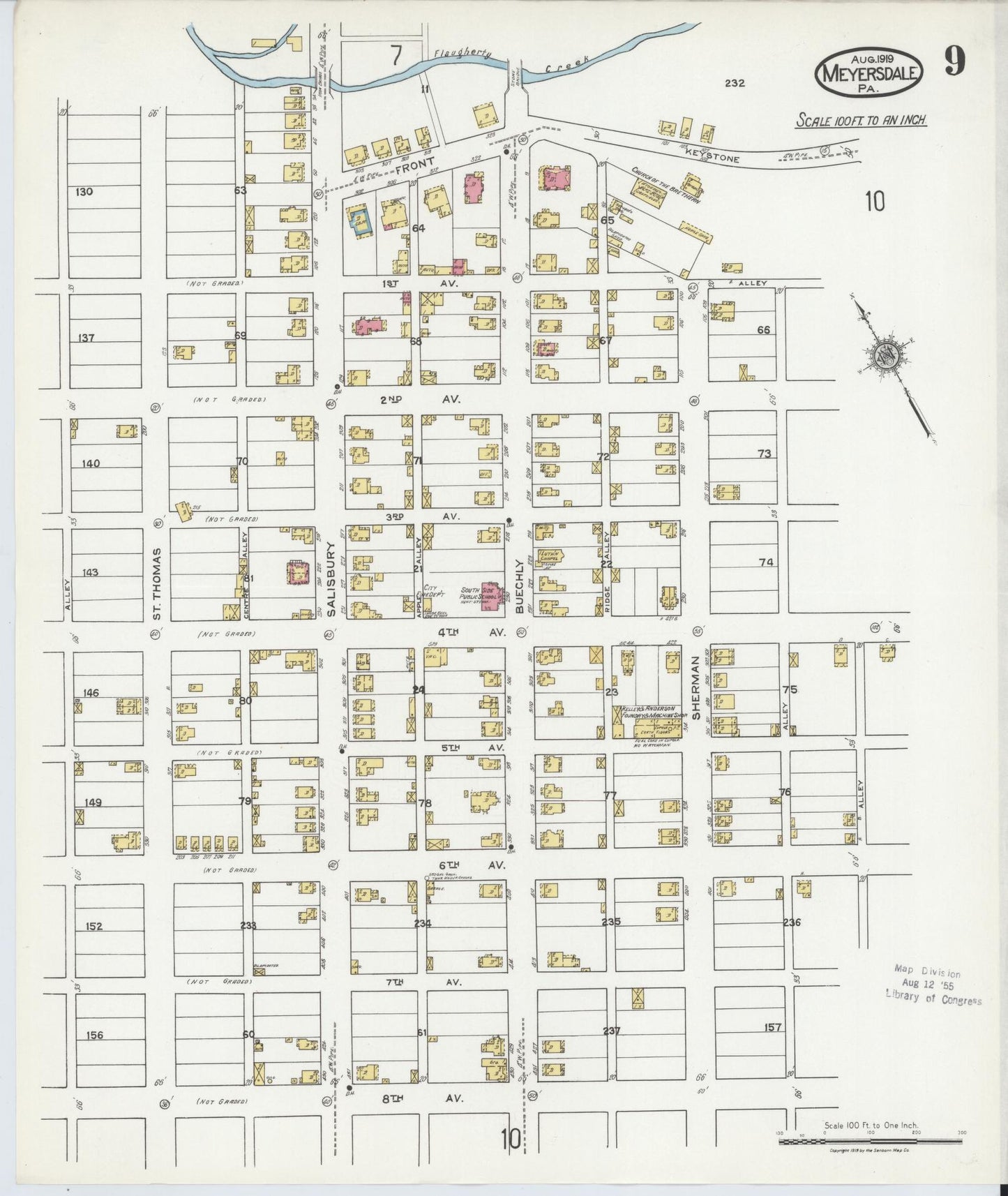 Sanborn Fire Insurance Map from Meyersdale, Somerset County, Pennsylvania (1919), Sheet #0009 - Complete Map Set gallery image, historic Sanborn map, vintage wall art, Pennsylvania Pennsylvania