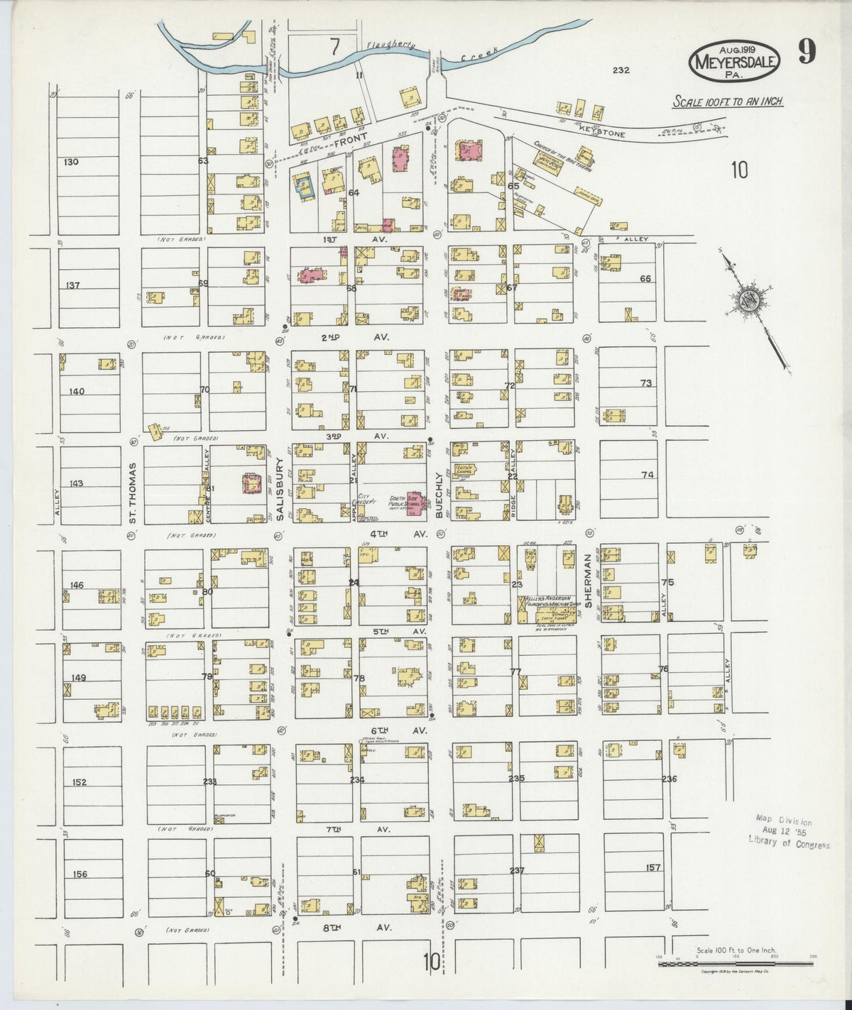 Sanborn Fire Insurance Map from Meyersdale, Somerset County, Pennsylvania (1919), Sheet #0009 - Complete Map Set gallery image, historic Sanborn map, vintage wall art, Pennsylvania Pennsylvania