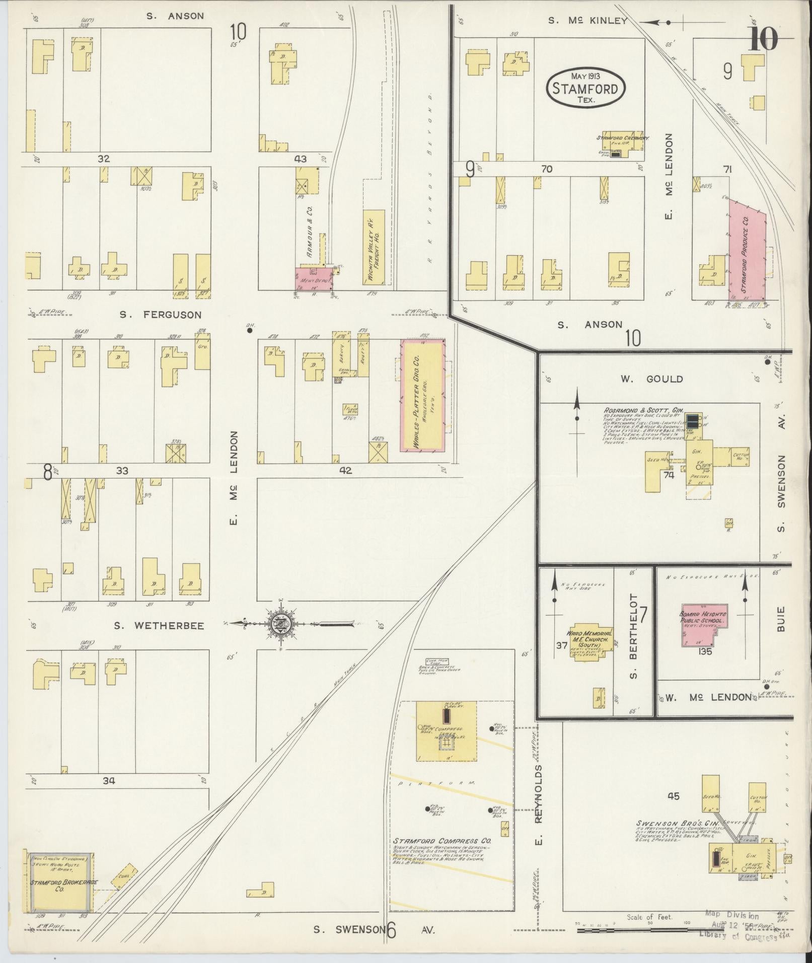 Sanborn Fire Insurance Map from Stamford, Jones County, Texas (1913), Sheet #0010 - Complete Map Set gallery image, historic Sanborn map, vintage wall art, Texas Texas