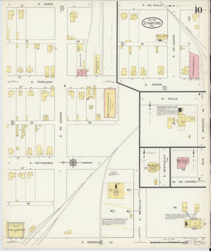 Sanborn Fire Insurance Map from Stamford, Jones County, Texas (1913), Sheet #0010 - Complete Map Set gallery image, historic Sanborn map, vintage wall art, Texas Texas
