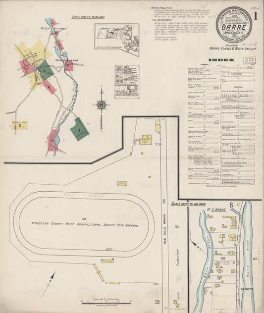 Sanborn Fire Insurance Map from Barre, Worcester County, Massachusetts. (1922) – Historic Sanborn Fire Insurance Map Print