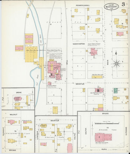 Sanborn Fire Insurance Map from West Point, Cuming County, Nebraska (1904), Sheet #0003 - Complete Map Set gallery image, historic Sanborn map, vintage wall art, Nebraska Nebraska