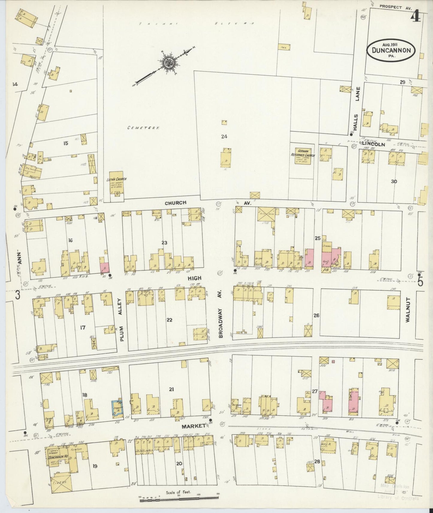 Sanborn Fire Insurance Map from Duncannon, Perry County, Pennsylvania (1911), Sheet #0004 - Historic Sanborn Fire Insurance Map Print, vintage old map wall art, antique decor, genealogy gift, Pennsylvania Pennsylvania map