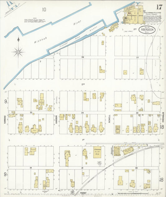 Sanborn Fire Insurance Map from Aberdeen, Grays Harbor County, Washington (1901), Sheet #0017 - Historic Sanborn Fire Insurance Map Print, vintage old map wall art, antique decor, genealogy gift, Washington Washington map