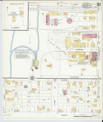 Sanborn Fire Insurance Map from Warren, Trumbull County, Ohio (1908), Sheet #0021 - Complete Map Set gallery image, historic Sanborn map, vintage wall art, Ohio Ohio