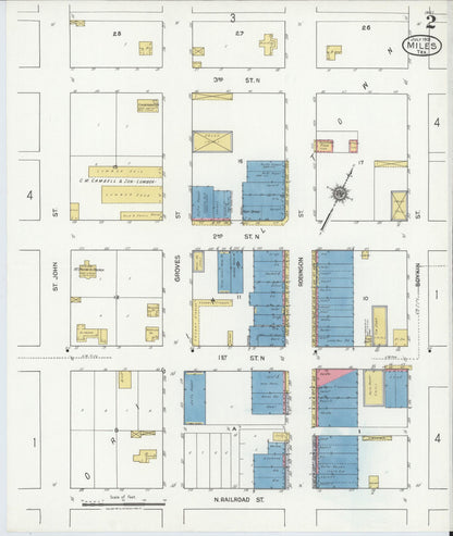 Sanborn Fire Insurance Map from Miles, Runnels County, Texas (1921), Sheet #0002 - Complete Map Set gallery image, historic Sanborn map, vintage wall art, Texas Texas