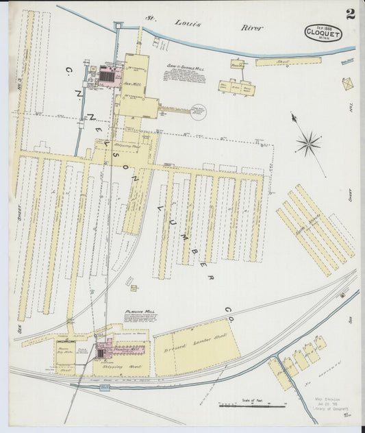 Sanborn Fire Insurance Map from Cloquet, Carlton County, Minnesota (1888), Sheet #0002 - Historic Sanborn Fire Insurance Map Print, vintage old map wall art, antique decor, genealogy gift, Minnesota Minnesota map