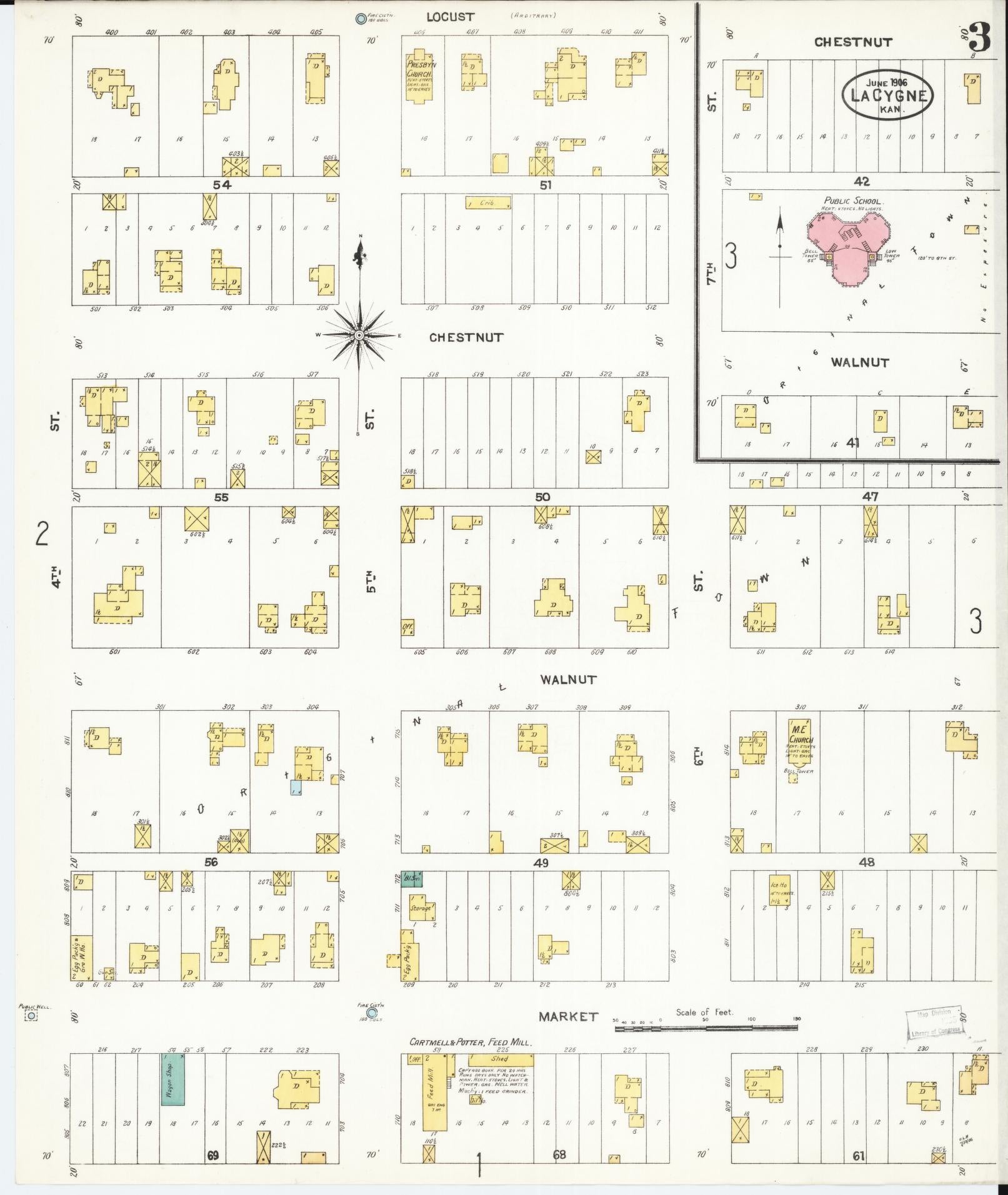 Sanborn Fire Insurance Map from La Cynge, Linn County, Kansas (1906), Sheet #0003 - Historic Sanborn Fire Insurance Map Print, vintage old map wall art, antique decor, genealogy gift, Kansas Kansas map