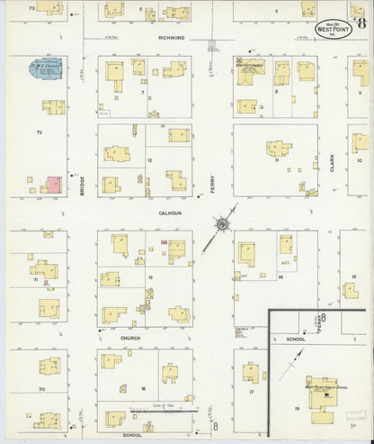 Sanborn Fire Insurance Map from West Point, Troup County, Georgia (1911), Sheet #0008 - Complete Map Set gallery image, historic Sanborn map, vintage wall art, Georgia Georgia