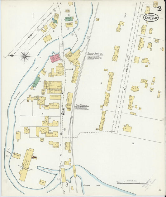 Sanborn Fire Insurance Map from Enfield, Grafton County, New Hampshire (1904), Sheet #0002 - Historic Sanborn Fire Insurance Map Print, vintage old map wall art, antique decor, genealogy gift, New Hampshire New Hampshire map