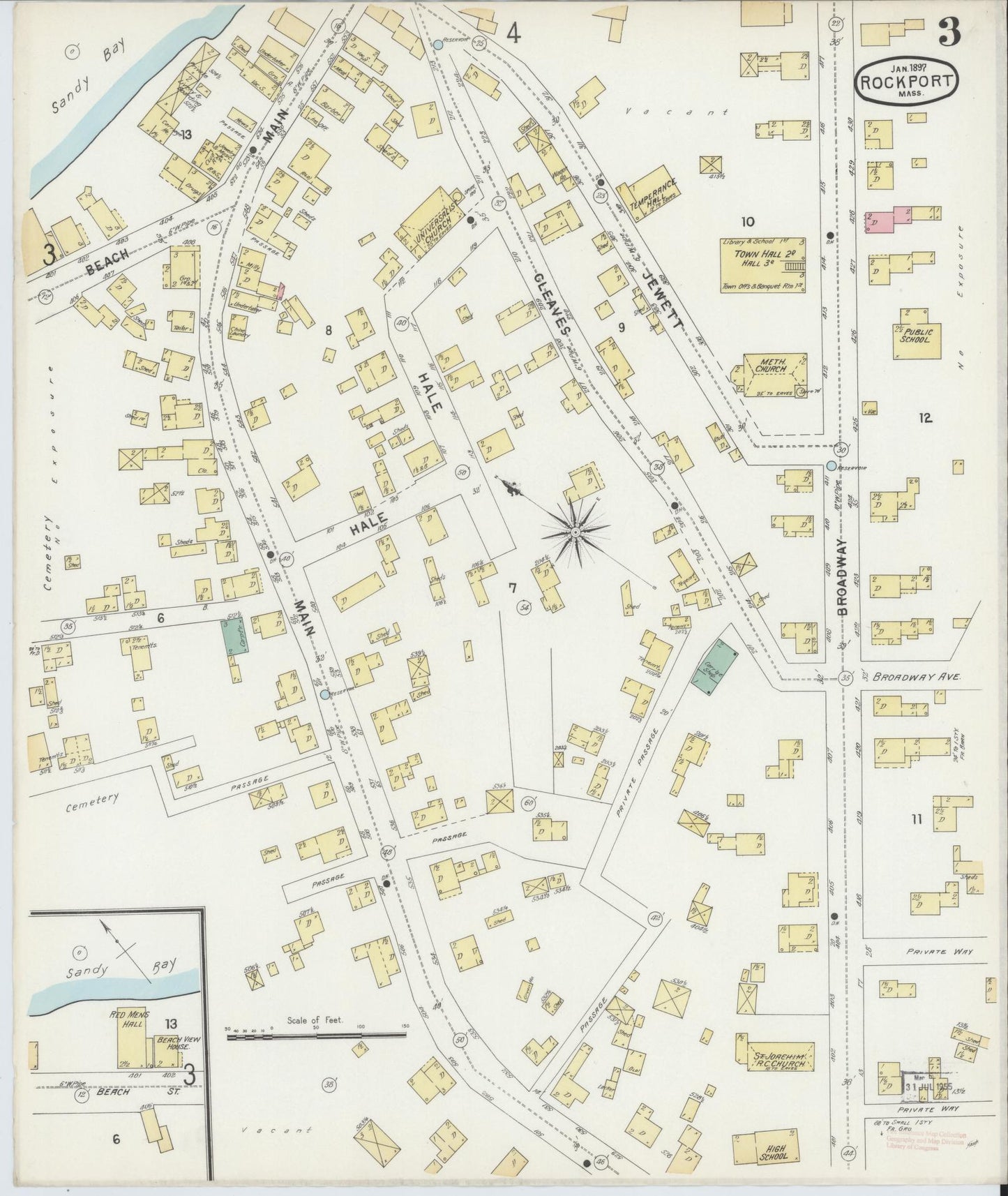 Sanborn Fire Insurance Map from Rockport, Essex County, Massachusetts (1897), Sheet #0003 - Complete Map Set gallery image, historic Sanborn map, vintage wall art, Massachusetts Massachusetts
