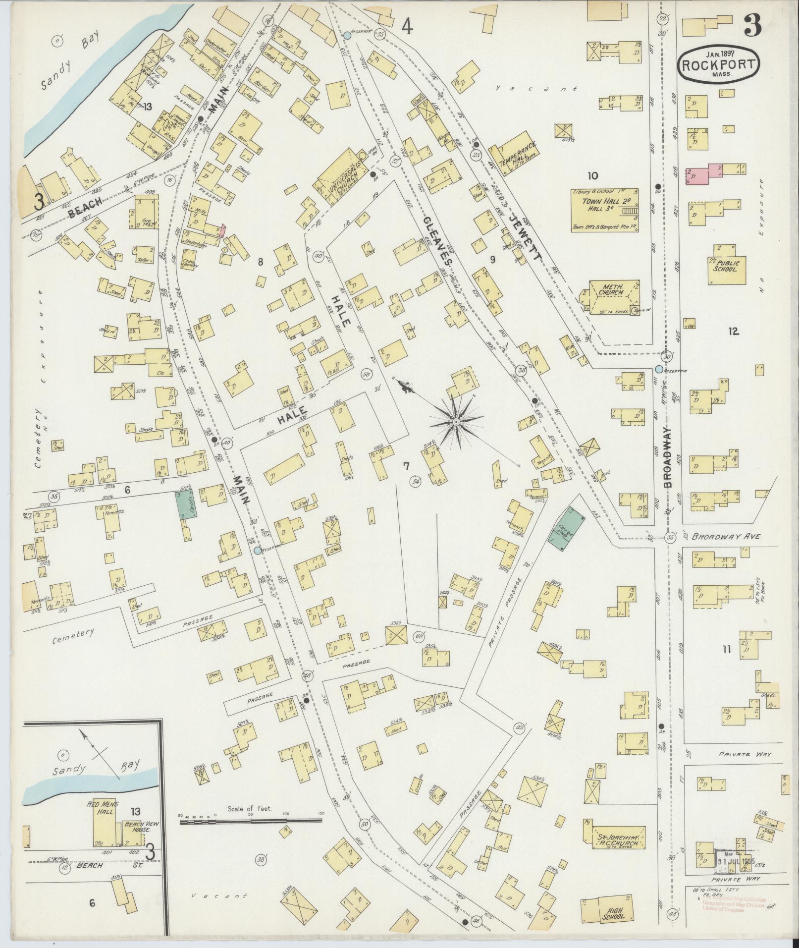 Sanborn Fire Insurance Map from Rockport, Essex County, Massachusetts (1897), Sheet #0003 - Complete Map Set gallery image, historic Sanborn map, vintage wall art, Massachusetts Massachusetts