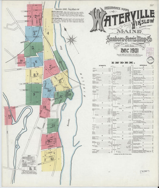 Sanborn Fire Insurance Map from Waterville, Kennebec County, Maine. (1901) – Historic Sanborn Fire Insurance Map Print