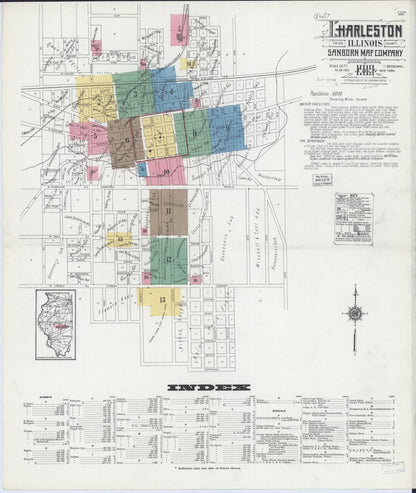 Sanborn Fire Insurance Map from Charleston, Coles County, Illinois (1919), Sheet #0001 - Complete Map Set gallery image, historic Sanborn map, vintage wall art, Illinois Illinois