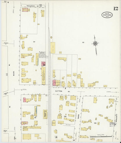 Sanborn Fire Insurance Map from Oxford, Worcester County, Massachusetts (1911), Sheet #0012 - Complete Map Set gallery image, historic Sanborn map, vintage wall art, Massachusetts Massachusetts