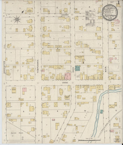 Sanborn Fire Insurance Map from Ellettsville, Monroe County, Indiana (1895), Sheet #0001 - Complete Map Set gallery image, historic Sanborn map, vintage wall art, Indiana Indiana