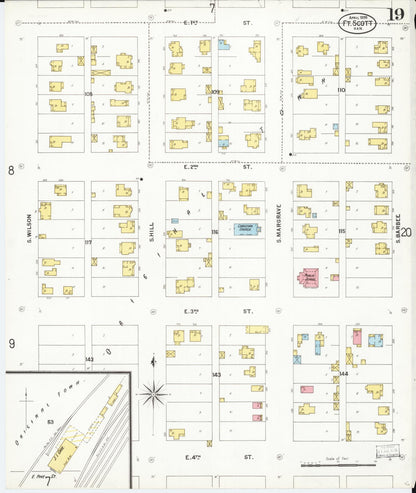 Sanborn Fire Insurance Map from Fort Scott, Bourbon County, Kansas (1899), Sheet #0019 - Complete Map Set gallery image, historic Sanborn map, vintage wall art, Kansas Kansas