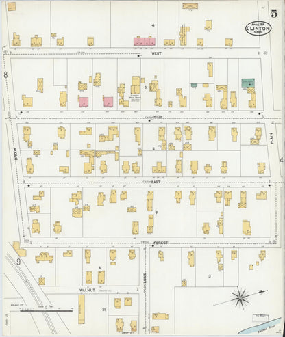 Sanborn Fire Insurance Map from Clinton, Worcester County, Massachusetts (1904), Sheet #0005 - Historic Sanborn Fire Insurance Map Print, vintage old map wall art, antique decor, genealogy gift, Massachusetts Massachusetts map