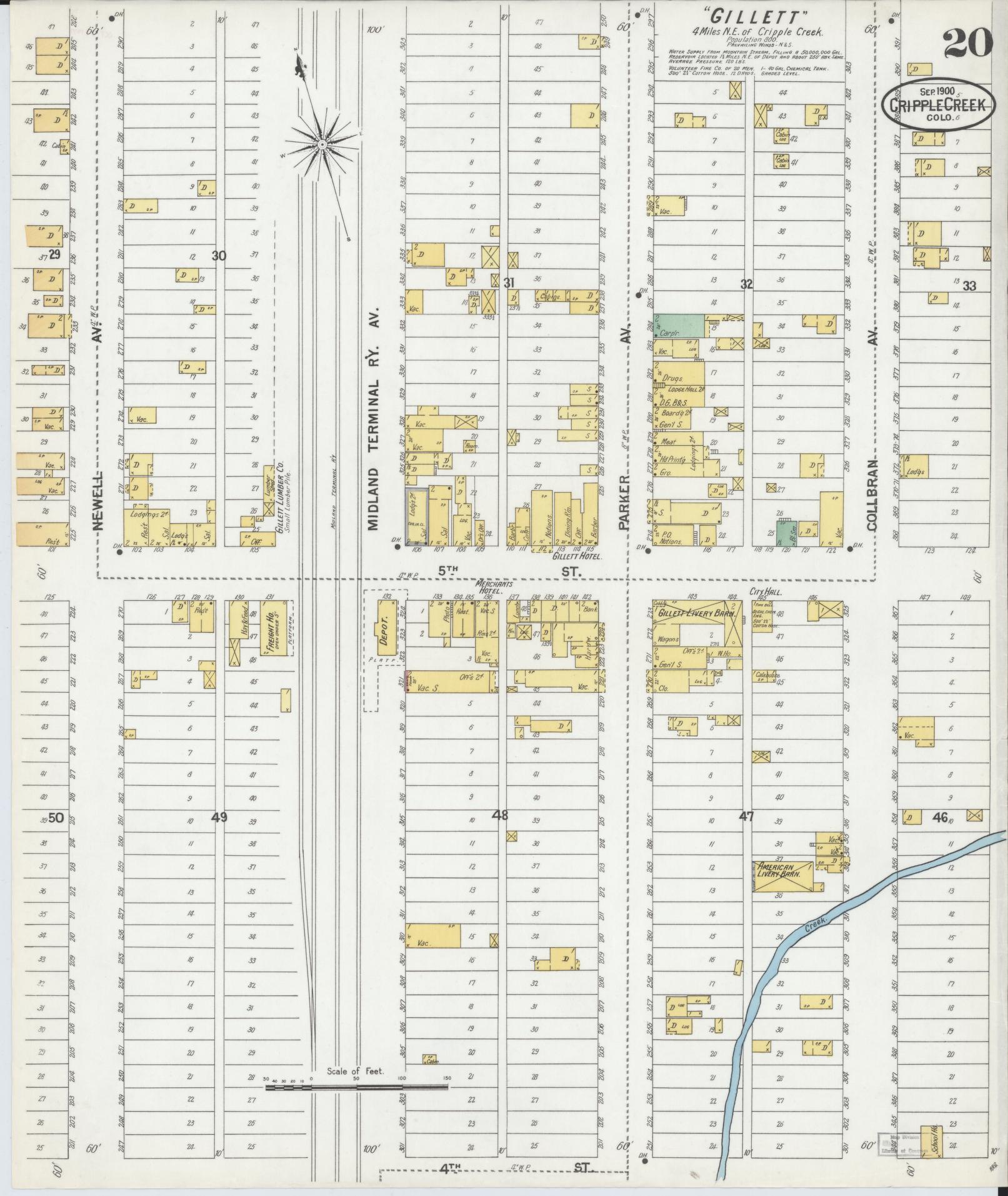 Sanborn Fire Insurance Map from Cripple Creek, Teller County, Colorado (1900), Sheet #0020 - Complete Map Set gallery image, historic Sanborn map, vintage wall art, Colorado Colorado