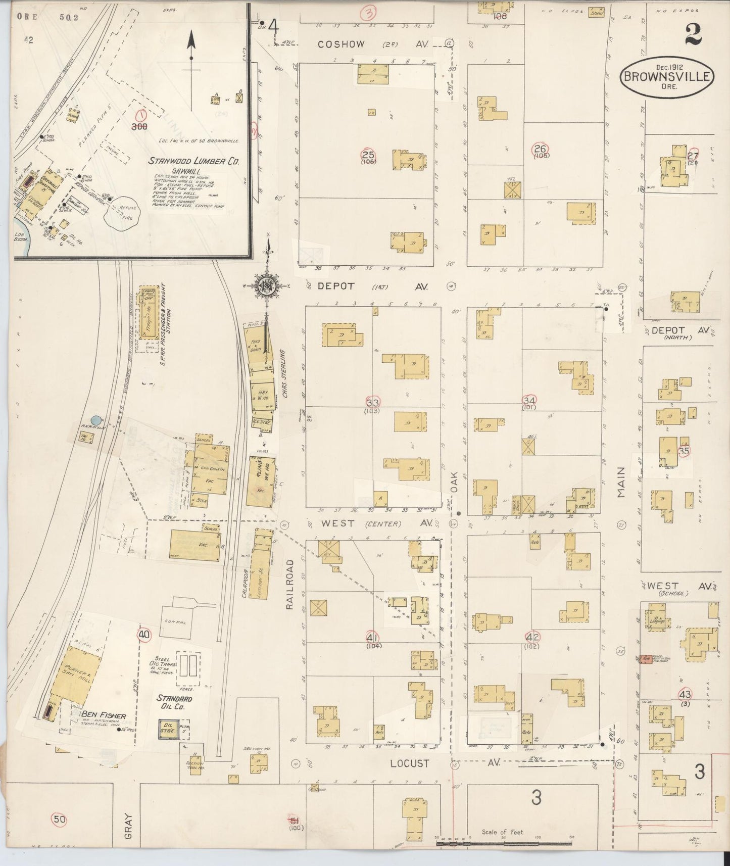 Sanborn Fire Insurance Map from Brownsville, Linn County, Oregon (1912), Sheet #0002 - Complete Map Set gallery image, historic Sanborn map, vintage wall art, Oregon Oregon