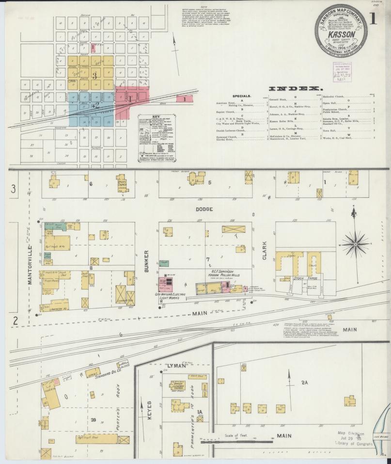 Sanborn Fire Insurance Map from Kasson, Dodge County, Minnesota. (1904) – Map View