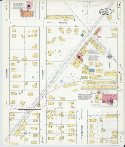 Sanborn Fire Insurance Map from Charlotte, Eaton County, Michigan (1918), Sheet #0002 - Complete Map Set gallery image, historic Sanborn map, vintage wall art, Michigan Michigan