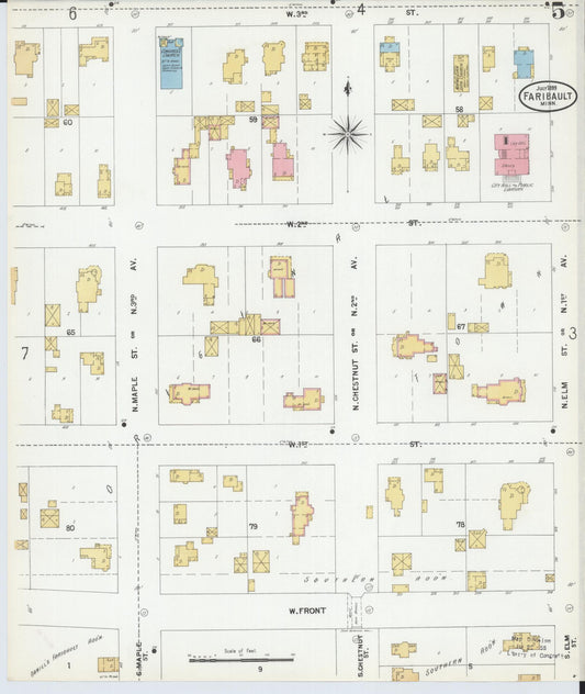 Sanborn Fire Insurance Map from Faribault, Rice County, Minnesota (1899), Sheet #0005 - Historic Sanborn Fire Insurance Map Print, vintage old map wall art, antique decor, genealogy gift, Minnesota Minnesota map