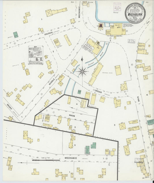 Sanborn Fire Insurance Map from Washburn, Aroostook County, Maine (1904), Sheet #0001 - Historic Sanborn Fire Insurance Map Print, vintage old map wall art, antique decor, genealogy gift, Maine Maine map