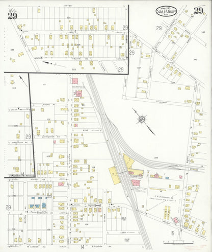 Sanborn Fire Insurance Map from Salisbury, Wicomico County, Maryland (1931), Sheet #0029 - Complete Map Set gallery image, historic Sanborn map, vintage wall art, Maryland Maryland