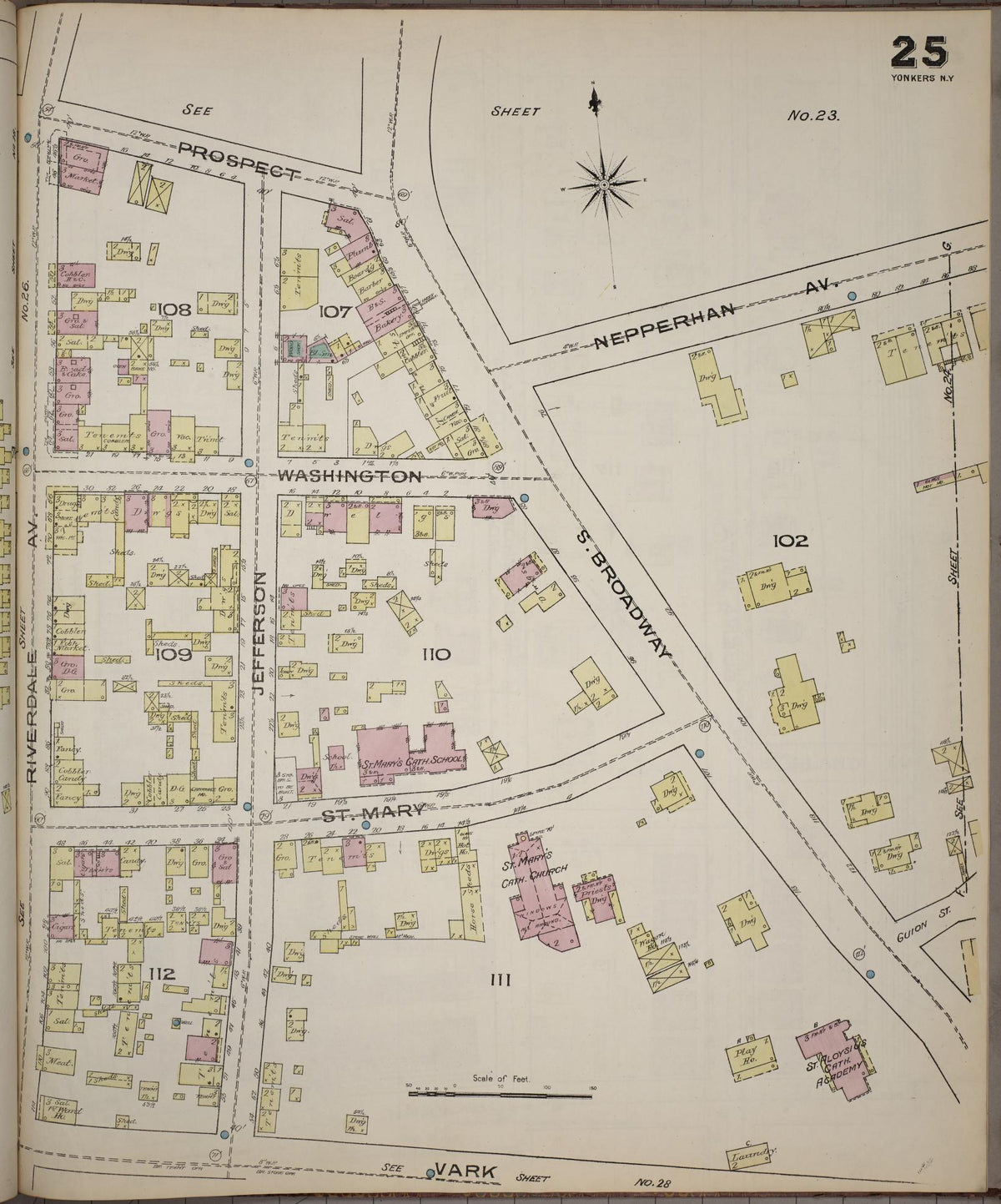 Sanborn Fire Insurance Map from Yonkers, Westchester County, New York (1886), Sheet #0025 - Historic Sanborn Fire Insurance Map Print, vintage old map wall art, antique decor, genealogy gift, New York New York map