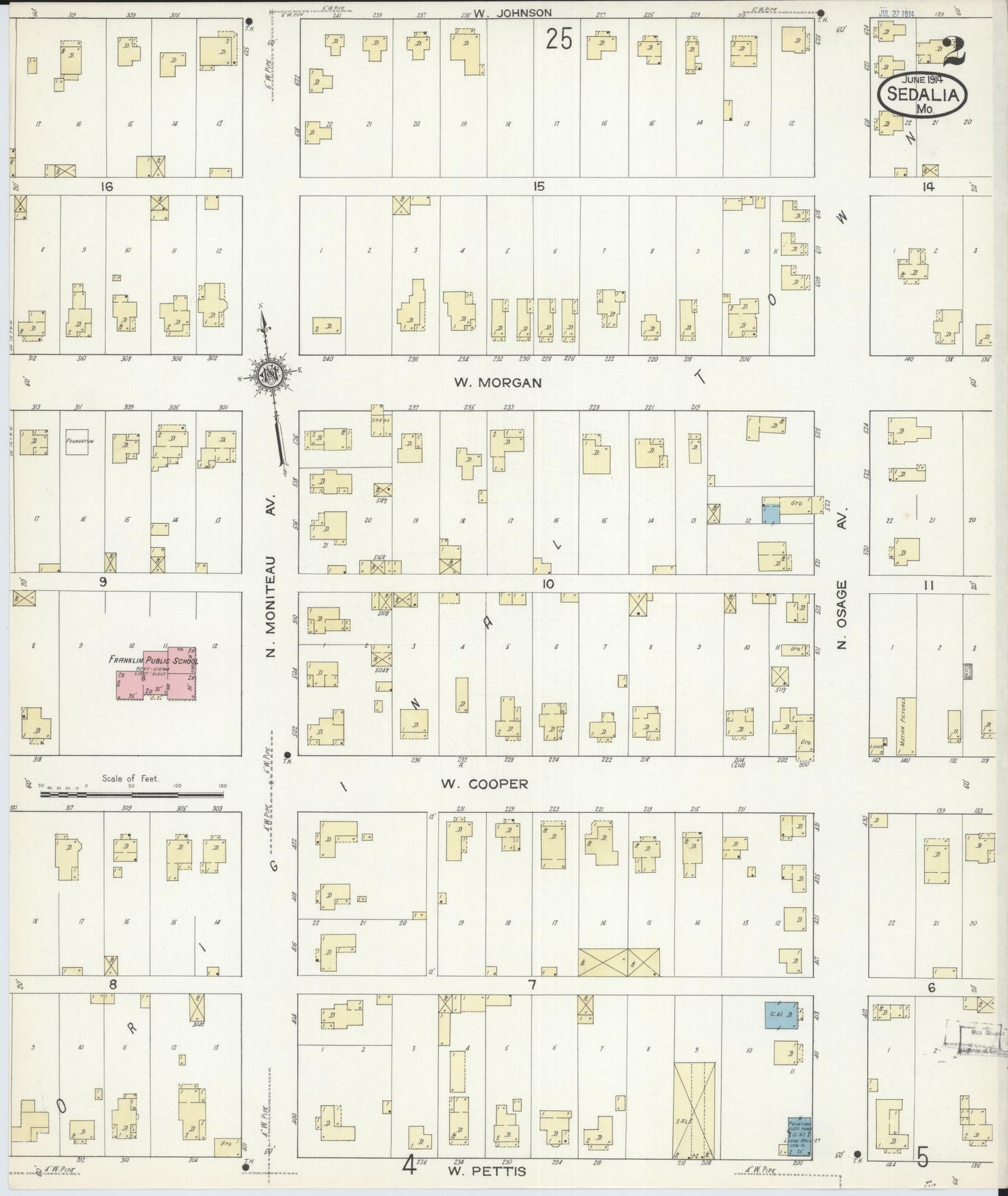 Sanborn Fire Insurance Map from Sedalia, Pettis County, Missouri (1914), Sheet #0002 - Complete Map Set gallery image, historic Sanborn map, vintage wall art, Missouri Missouri