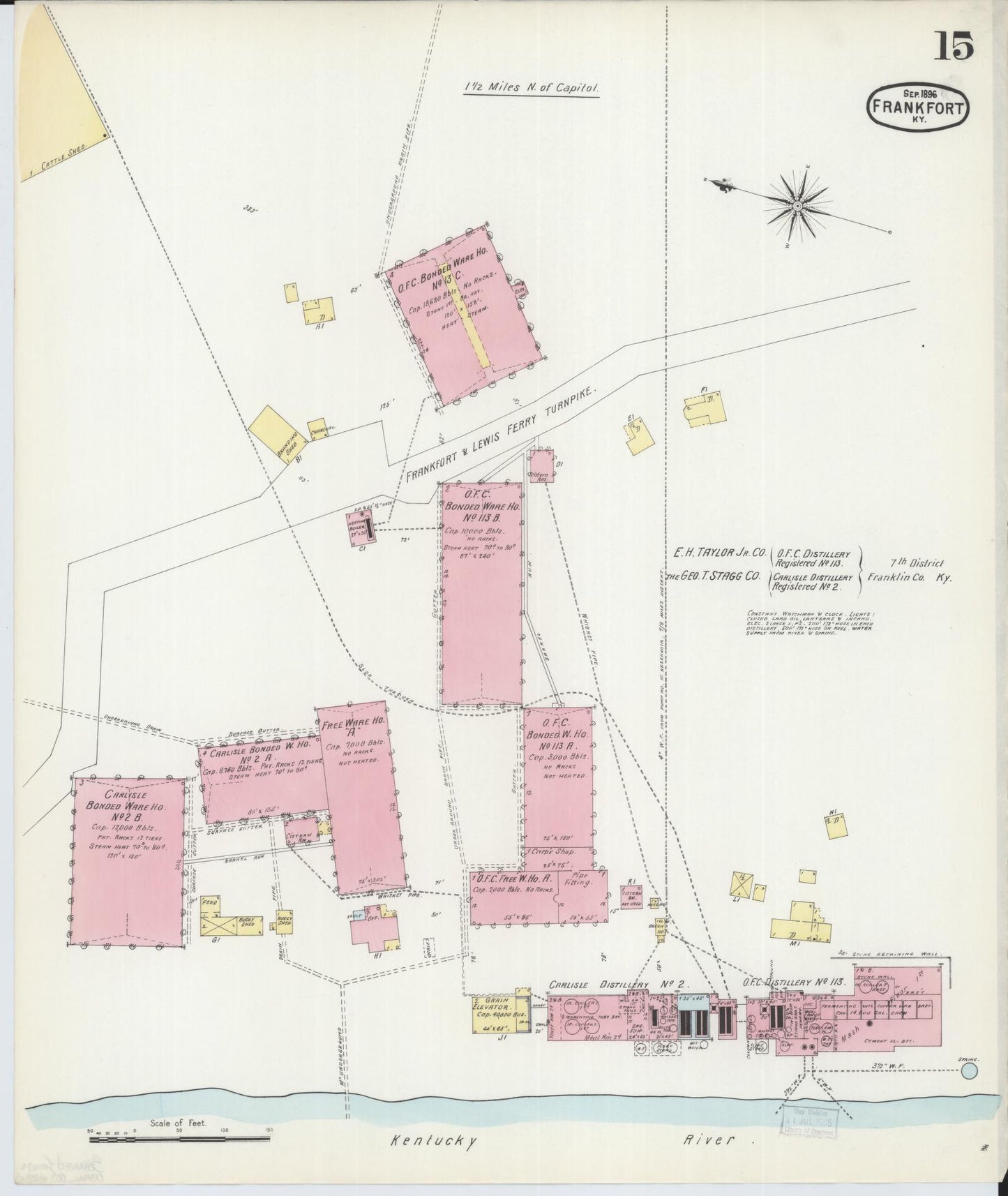 Sanborn Fire Insurance Map from Frankfort, Franklin County, Kentucky (1896), Sheet #0015 - Complete Map Set gallery image, historic Sanborn map, vintage wall art, Kentucky Kentucky