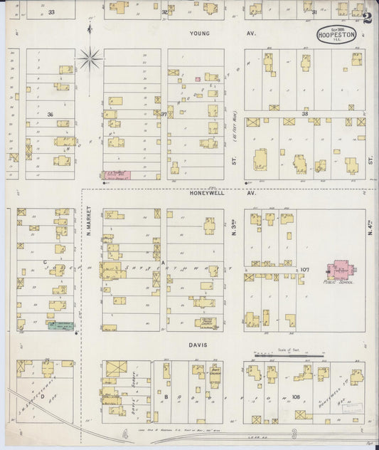 Sanborn Fire Insurance Map from Hoopeston, Vermilion County, Illinois (1895), Sheet #0002 - Historic Sanborn Fire Insurance Map Print, vintage old map wall art, antique decor, genealogy gift, Illinois Illinois map