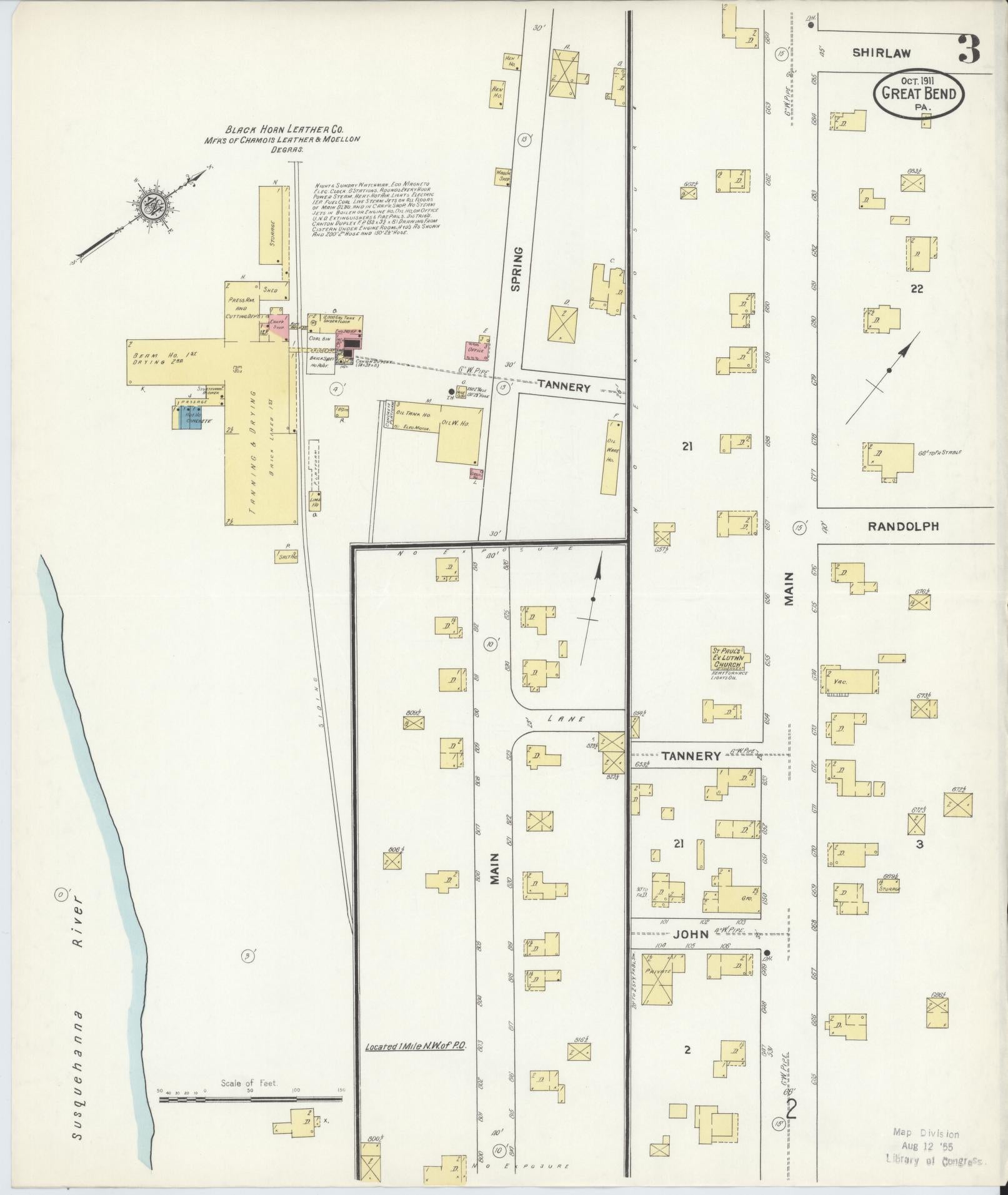 Sanborn Fire Insurance Map from Great Bend, Susquehanna County, Pennsylvania (1911), Sheet #0003 - Historic Sanborn Fire Insurance Map Print, vintage old map wall art, antique decor, genealogy gift, Pennsylvania Pennsylvania map