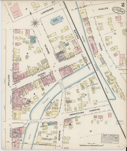 Sanborn Fire Insurance Map from Lyons, Wayne County, New York (1884), Sheet #0002 - Complete Map Set gallery image, historic Sanborn map, vintage wall art, New York New York