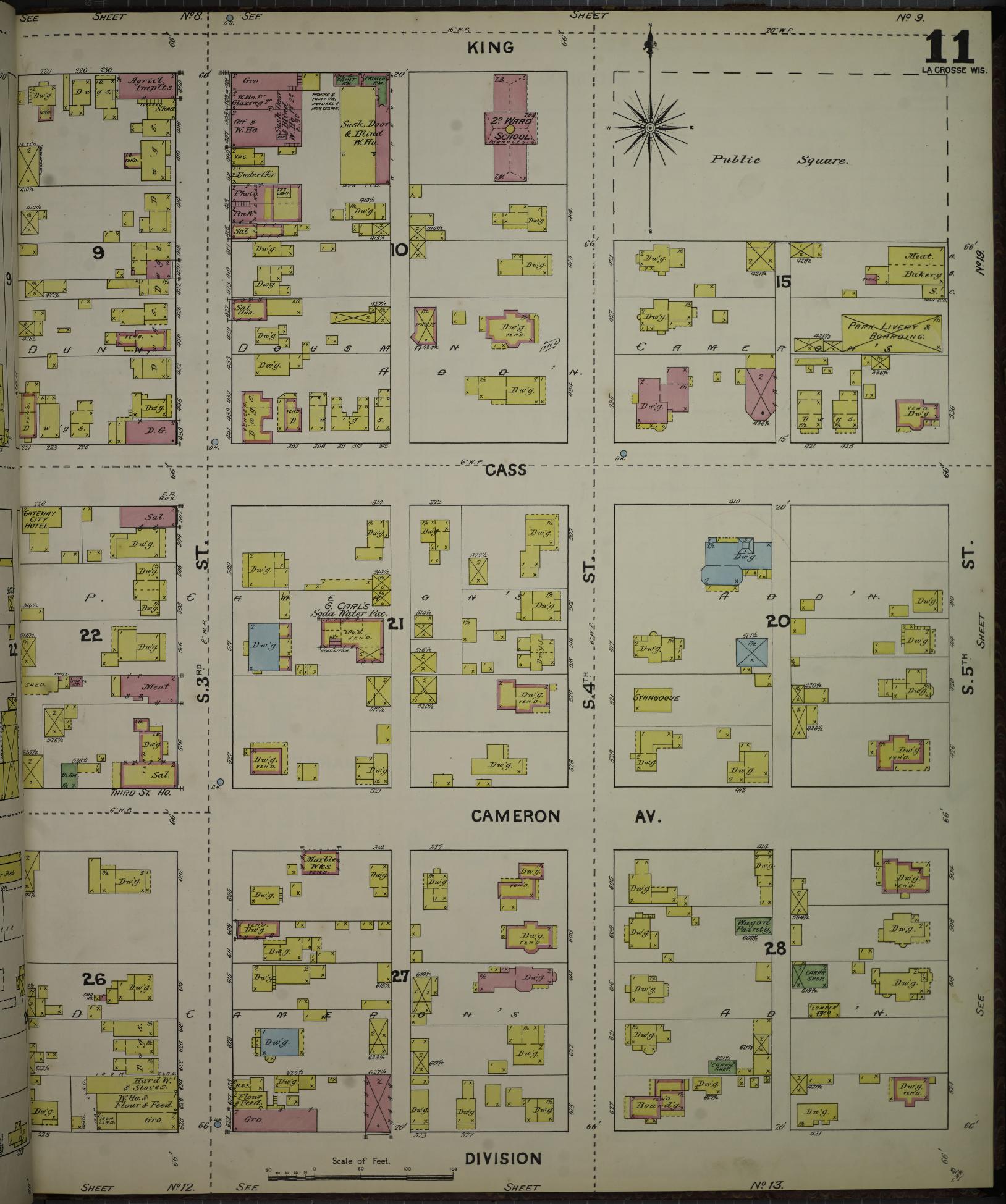 Sanborn Fire Insurance Map from La Crosse, La Crosse County, Wisconsin (1891), Sheet #0011 - Historic Sanborn Fire Insurance Map Print, vintage old map wall art, antique decor, genealogy gift, Wisconsin Wisconsin map