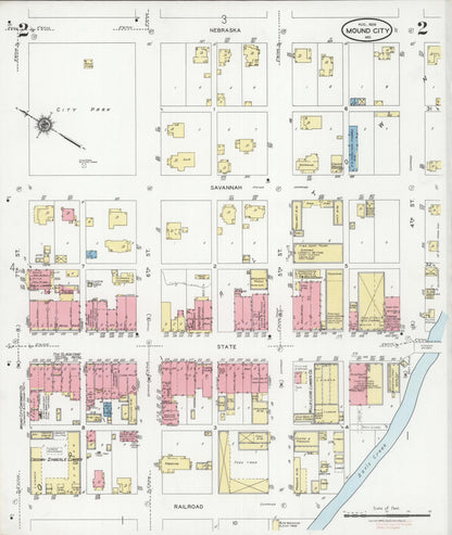 Sanborn Fire Insurance Map from Mound City, Holt County, Missouri (1928), Sheet #0002 - Historic Sanborn Fire Insurance Map Print, vintage old map wall art, antique decor, genealogy gift, Missouri Missouri map