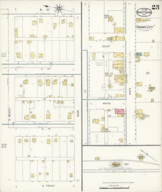 Sanborn Fire Insurance Map from North Yakima, Yakima County, Washington (1905), Sheet #0023 - Historic Sanborn Fire Insurance Map Print, vintage old map wall art, antique decor, genealogy gift, Washington Washington map