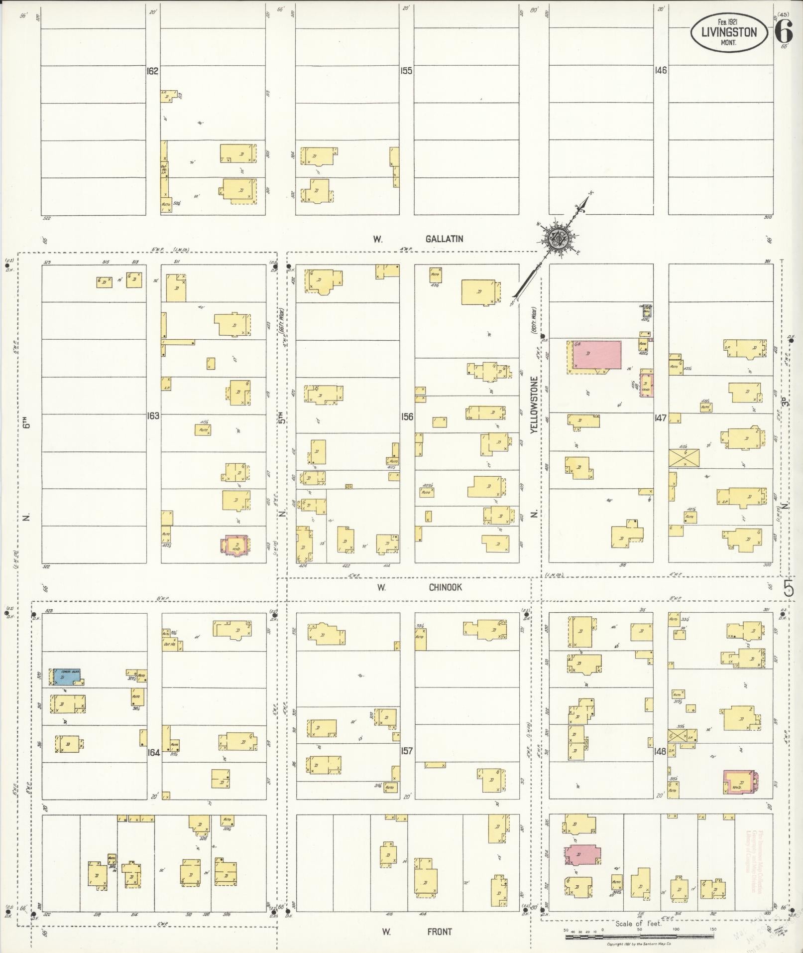 Sanborn Fire Insurance Map from Livingston, Park County, Montana (1921), Sheet #0006 - Complete Map Set gallery image, historic Sanborn map, vintage wall art, Montana Montana