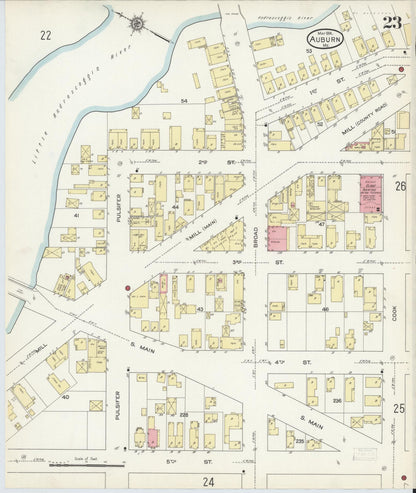 Sanborn Fire Insurance Map from Auburn, Androscoggin County, Maine (1914), Sheet #0023 - Complete Map Set gallery image, historic Sanborn map, vintage wall art, Maine Maine