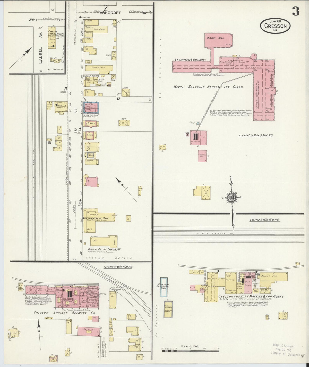 Sanborn Fire Insurance Map from Cresson, Cambria County, Pennsylvania (1911), Sheet #0003 - Complete Map Set gallery image, historic Sanborn map, vintage wall art, Pennsylvania Pennsylvania