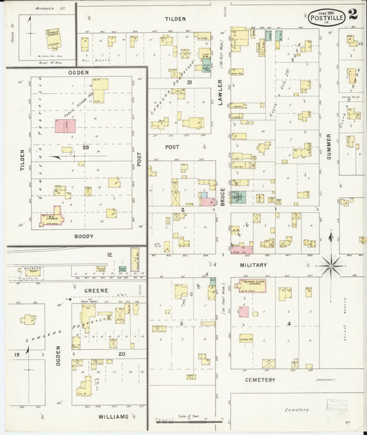 Sanborn Fire Insurance Map from Postville, Allamakee County, Iowa (1895), Sheet #0002 - Historic Sanborn Fire Insurance Map Print, vintage old map wall art