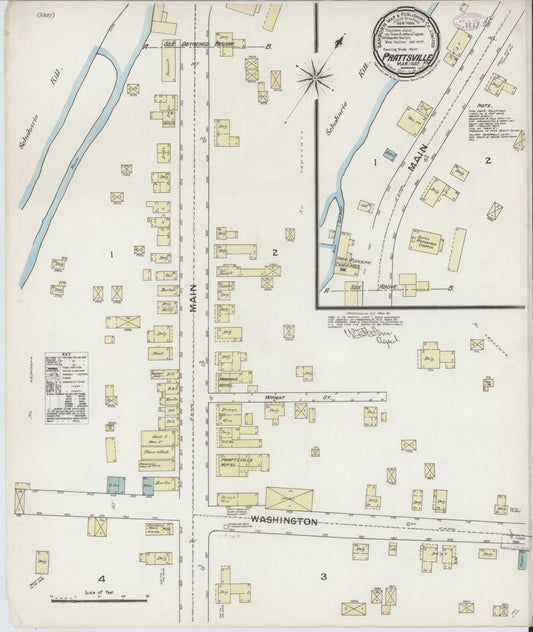 Sanborn Fire Insurance Map from Prattsville, Greene County, New York (1887), Sheet #0001 - Historic Sanborn Fire Insurance Map Print, vintage old map wall art, antique decor, genealogy gift, New York New York map