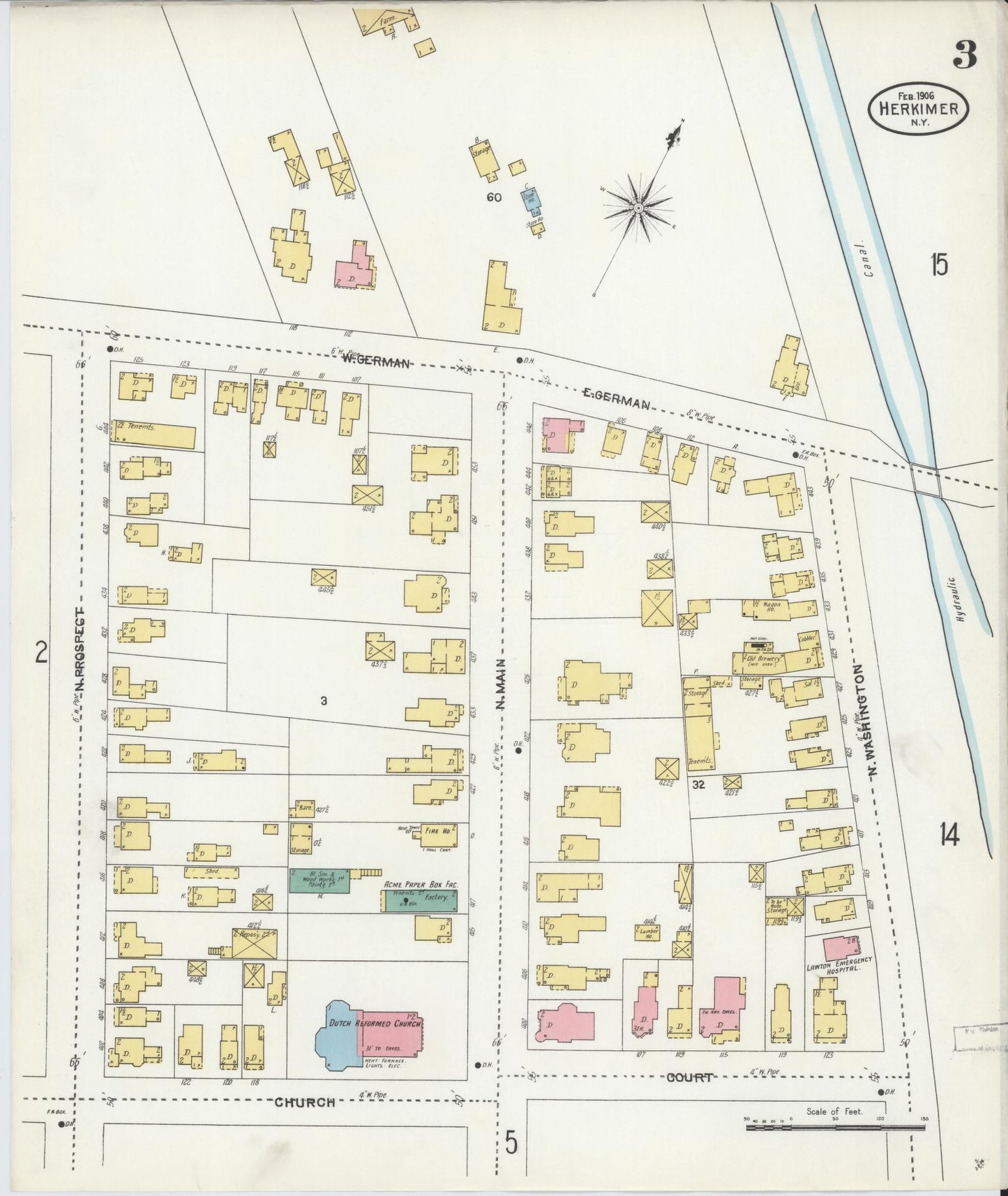 Sanborn Fire Insurance Map from Herkimer, Herkimer County, New York (1906), Sheet #0003 - Complete Map Set gallery image, historic Sanborn map, vintage wall art, New York New York